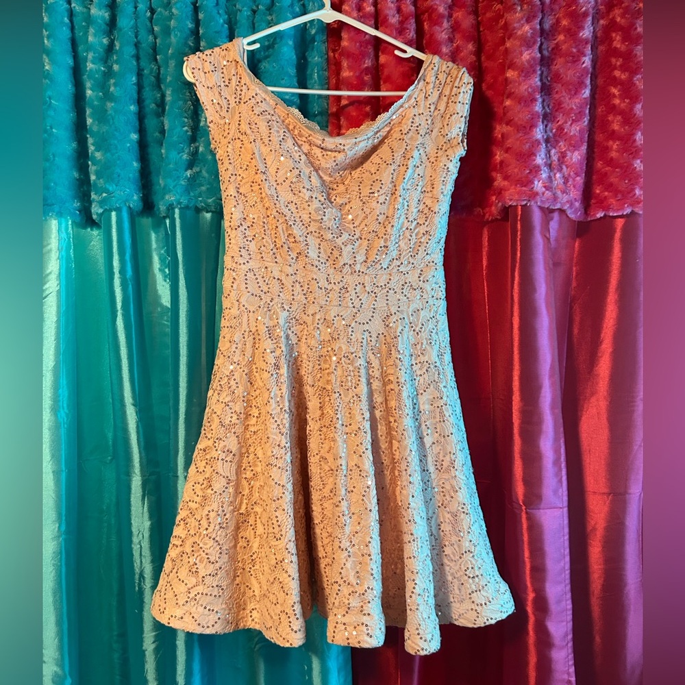 baby pink off-the-shoulder formal dress